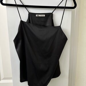 Zara Elegant Black Satin Camisole